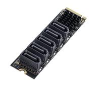 Cablecc NGFF NVME M-Key PCI Express to SATA 3.0 6Gbps 5 Ports Adapter Converter Hard Drive Extension Card JMB585 2280