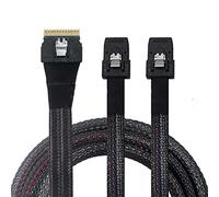 Cablecc PCI-E Ultraport Slimline SAS Slim 4.0 SFF-8654 8i 74pin to Dual SFF-8087 Mini SAS Cable PCI-Express