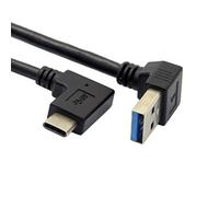 Cablecc Reversible USB 3.1 USB-C Angled to 90 Degree Down Angled A Male Data Cable for Tablet Mobile Phone