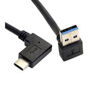 cablecc Reversible USB 3.1 USB-C Angled to 90 Degree Up Angled A Male Data Cable for Tablet Mobile Phone