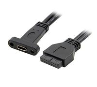 Cablecc Single Port USB 3.1 Type C USB-C Female to USB 3.0 Motherboard 19-Pin Header Cable 40cm