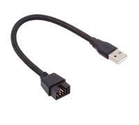 cablecc Single Type-A USB 2.0 Male 480Mbps to Motherboard 9Pin 10Pin Header Male Cable with Sleeve 20cm