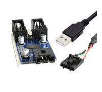 Cablecc Type-A USB 2.0 Male 1 to 2 Female 9pin Motherboard Header Extension HUB Connector Adapter Port Multilier