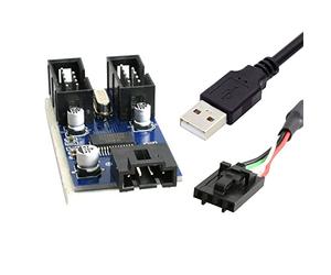 Cablecc Type-A USB 2.0 Male 1 to 2 Female 9pin Motherboard Header Extension HUB Connector Adapter Port Multilier