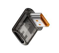 cablecc UHD 8K 60hz Down Angled 90 Degree Low Profile HDMI 2.1 Female to HDMI Male Extension Adapter Extender Transparent with Smart LED HDTV