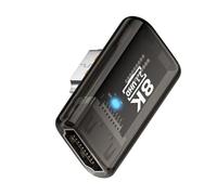 cablecc UHD 8K 60hz Right Angled 90 Degree Low Profile HDMI 2.1 Female to HDMI Male Extension Adapter Extender Transparent with Smart LED HDTV