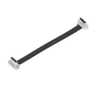 cablecc Ultra Slim Flat USB-C Male to Male 65W Fast Charge Cable Dual Angled USB2.0 70mm for Laptop Tablet Phone (Same Direction Silver Plug)