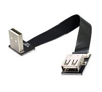 cablecc Up Angled USB 2.0 Type-A Male to Female Extension Data Flat Slim FPC Cable for FPV & Disk & Scanner & Printer 20CM