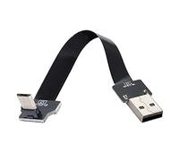 cablecc Up Angled USB 2.0 Type-A Male to Micro USB 5Pin Male Data Flat Slim FPC Cable for FPV & Disk & Phone 100cm