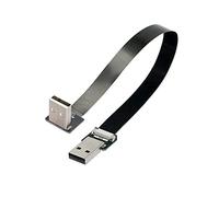 cablecc Up Angled USB 2.0 Type-A Male to Type-A Male Data Flat Slim FPC Cable 90 Degree for FPV & Disk & Scanner & Printer 20CM