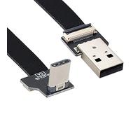 cablecc Up Down Angled USB 2.0 Type-A Male to USB-C Type-C Male Data Flat Slim FPC Cable for FPV & Disk & Phone 50cm