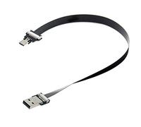 Cablecc USB 2.0 Type-A Male to Micro USB 5Pin Male Data Flat Slim FPC Cable for FPV & Disk & Phone 100cm