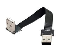 cablecc USB 2.0 Type-A Male to Type-A Male Data Flat Slim FPC Cable Down Angled 90 Degree for FPV & Disk & Scanner & Printer 20CM