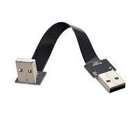 cablecc USB 2.0 Type-A Male to Type-A Male Data Flat Slim FPC Cable Down Angled 90 Degree for FPV & Disk & Scanner & Printer 50CM