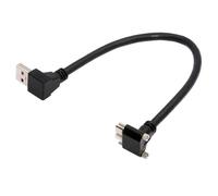 cablecc USB 3.0 A Male Down Angled 90 Degree to Micro-B 3.0 Plug Up Angled Locking Screw Panel Cable 25cm