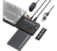 cablecc USB 3.0 USB-C Type-C to NVME M-Key M.2 NGFF & SATA 2.5 3.5 Inch & IDE 40Pin SSD Docking Vertical External PCBA Case Enclosure (Need 12V/3A Power Supply)