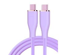 cablecc USB-C Type-C 65W Male to Male 480Mbps Cable Ultra Soft High Flex Hyper Super Flexible Cord Purple 2M