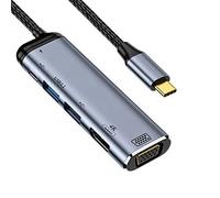cablecc USB-C Type C to HDMI VGA Dual USB 3.0 HUB Converter HDTV Multiport Adapter 4K 60hz 1080p with Female PD 100W Power Port
