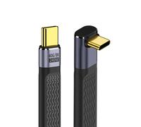 cablecc USB4 40Gbps 240W USB-C Male to Male, 100W, 8K, Flat FPC Data Cable, Upward Angled, for Laptop, Phone, 13cm