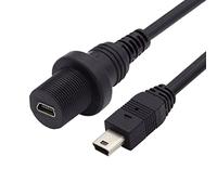 cablecc Waterproof Dustproof 480Mbps Mini USB 2.0 5 Pin Male to Female Extension Cable Car Panel Mount 1M