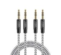 CableCreation [2-Pack,1.8M] 3.5mm Audio Cable, Aux Cable,Nylon Braided&24K Gold-Plated Connector,6 Feet Aux Cord Compatible with Headphones,iPods,iPhones,iPads,Home/Car Stereos & More,Black & White