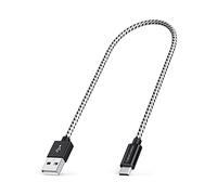 CableCreation [2-Pack Short Micro USB Cable 1FT, USB to Micro USB Short Charging Cable Triple Shielded for Raspberry Pi Zero, TV Stick, PS4, Chromecast, Kindle(2019) 0.3m Black