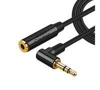 CableCreation 3.5mm Headphone Extension Cable, Right Angle 3.5mm Male to Female Audio Stereo Cable with Silver-Plating Copper Compatible with iPhones, iPad, Sony Beats, PS4 Headset, Black,3FT/90CM