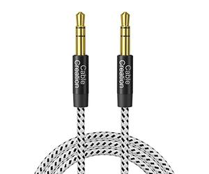 CableCreation 3M Aux Cable, 10 Feet Aux Cord,3.5mm Audio Cable Compatible with Headphones, iPods, iPhones, Home/Car Stereos & More, Black & White