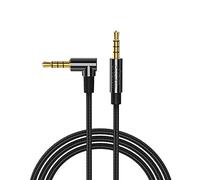 CableCreation TRRS Cable, 1.8m 3.5mm Male to Male 90 Degree Audio Stereo HiFi Cable with Silver-Plating Copper Core Compatible with Car, Speakers, PS4 Headset, Xbox one, 6FT,Black