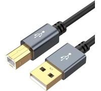 CableCreation USB 2.0 Printer Cable - 2-Pack, 10 Feet, USB A to B, Compatible with HP, Brother, Epson, Canon, Piano, Dac, Aluminum Case, Black