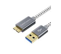 CableCreation USB 3.0 Type A to Micro USB Cable, Super Speed Short Braided USB 3.0 to Micro USB Cord for External Hard Drive, HD camera,Samsung Note 3/Galaxy S5/N9000,1ft/30cm,Space Gray Aluminum