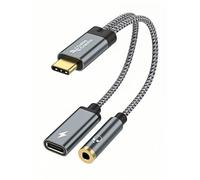 CableCreation USB-C to 3.5mm Headphone & Charger Adapter with PD 100W/60W Fast Charging, USB-C to Aux Cord for iPhone 15, Galaxy S24/S23/S22 Ultr iPad Pro/Air, Pixel 8/7+