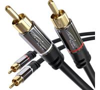 CableDirect - 7,5m RCA/Phono Cable, 2× 2 Plugs, Stereo Audio Cable, Practically Break-Proof and Flawless Sound Quality (Coaxial Cable, Subwoofer/Amp/HiFi and Home Cinema/Blu-Ray, Analogue and Digital)