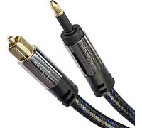 Mini-TOSLINK optical audio cable with signal protection, Nylon braided - 2m (Mini-TOSLINK to TOSLINK, digital S/PDIF cable/fiber optic cable for soundbars, stereo systems/amps, Hi-Fi) - CableDirect