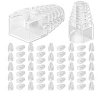 CableGeeker 100-Pack Cat6 / Cat5e RJ45 Strain Relief Boots, RJ45 Boot, Cat 6 Boot, Cat6 Ethernet Boots, Suitable for 6.5mm(0.26in) Ethernet Cables (Round-Press Transparent)