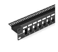 CableGeeker 1U 24 Port Keystone Patch Panel with Cable Management and Sturdy Back Bar, Rackmount or Wall Mount Standard 19-inch Blank RJ45 Network Patch Panel for Keystone Jacks/Keystone Panel