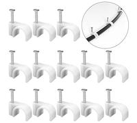 CableGeeker Cable Clips 100 Pieces Cat8 Cat7 Cat6 Ethernet Cable Clips with Nails 7mm Cord Holder for Circle Ethernet Cable (White)