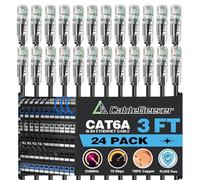 CableGeeker Cat 6A Slim Ethernet Patch Cables, 3 ft, 24-Pack, Black