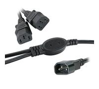 Cablenet 1m IEC C14 - 2 x IEC C13 0.5m Legs Black PVC Power Leads