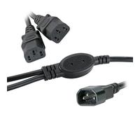 Cablenet 1m IEC C14 - 2 x IEC C13 0.5m Legs Black PVC Power Leads. Cable length: 1 m Connector 1: C14 coupler Connector 2: 2 x C13 coupler