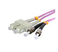Cablenet 1m OM4 50/125 ST-SC Duplex Erika Violet LSOH Fibre Patch Lead