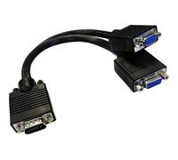 Cablenet 20cm SVGA Male - 2 x SVGA Female Black Cable Splitter