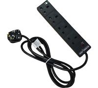 Cablenet 4 Way UK Black 13Amp Surge Protected Power Strip with 10m Lea