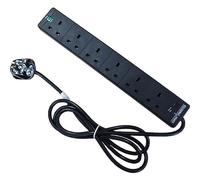Cablenet 6 Way UK Black 13Amp Surge Protected Power Strip with 2m Lead