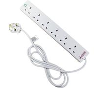 Cablenet 6 Way UK White 13Amp Surge Protected Power Strip with 2m Lead