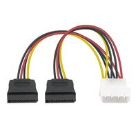CABLEPELADO 4 Pin IDE Molex Male Adapter Cable | Dual SATA Cable | LP4 to 2 x 15 Pin SATA | 18AWG | Suitable for HDD, SSD, CD-ROM | 15cm