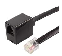 CABLEPELADO RJ11 Extender, Modular Cable 6P4C for Telephone, Fax, Modem, Router, DSL, VDSL, ISDN Internet - Black, 6 Mts