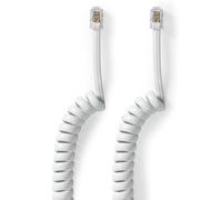 CABLEPELADO Telephone Cable | RJ10 Cable | RJ9 Cable | RJ22 Cable | Landline Telephone Cable | Spiral Length | 4 Wires 4P4C | 2 Metres | White