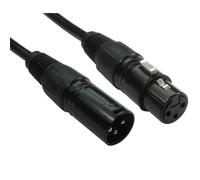 Cables Direct 10M 3PIN XLR M-F Cable (Black Hoods + Gold Pins)