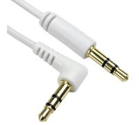 Cables Direct 2m Straight to Right-Angle 3.5mm Stereo Audio Cable - White